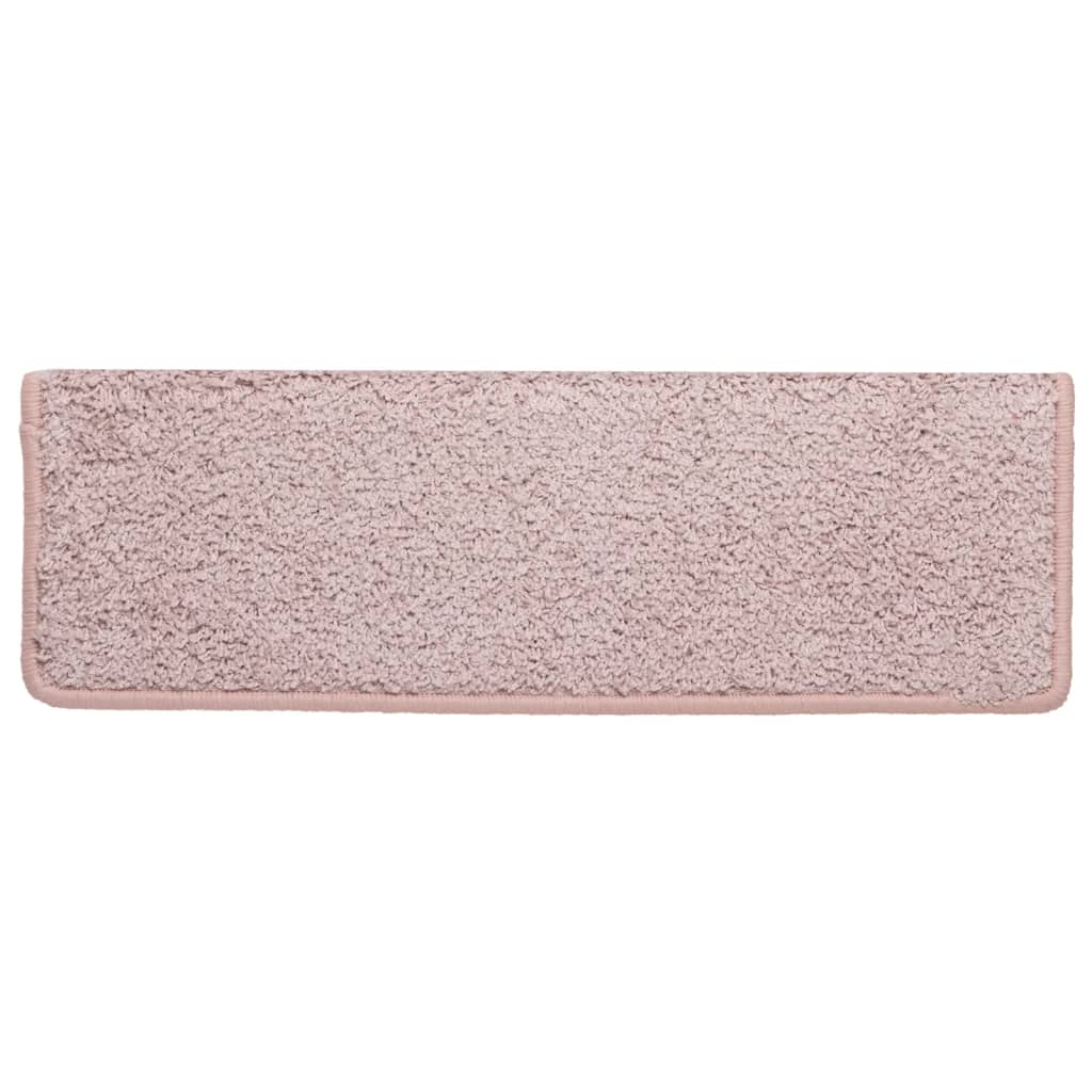Tappetini per scale 15 pz 65x21x4 cm Rosa chiaro con bordo rettangolare 326201