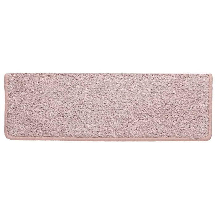 Tappetini per scale 15 pz 65x21x4 cm Rosa chiaro con bordo rettangolare 326201