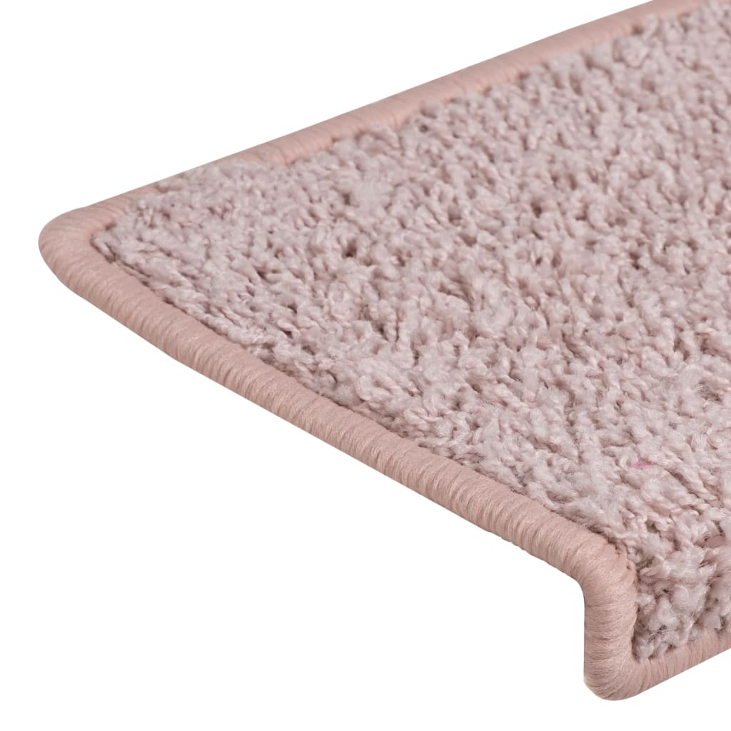 Tappetini per scale 15 pz 65x21x4 cm Rosa chiaro con bordo rettangolare 326201