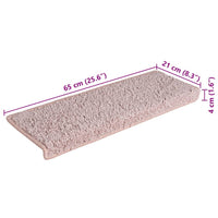 Tappetini per scale 15 pz 65x21x4 cm Rosa chiaro con bordo rettangolare 326201