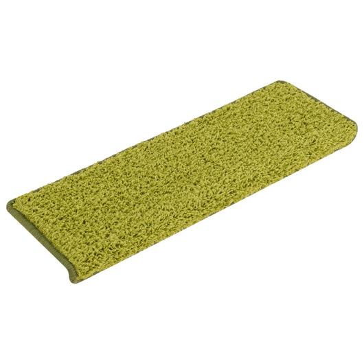 Tappetini per scale 15 pz 65x21x4 cm Verde Bordo rettangolare 326204