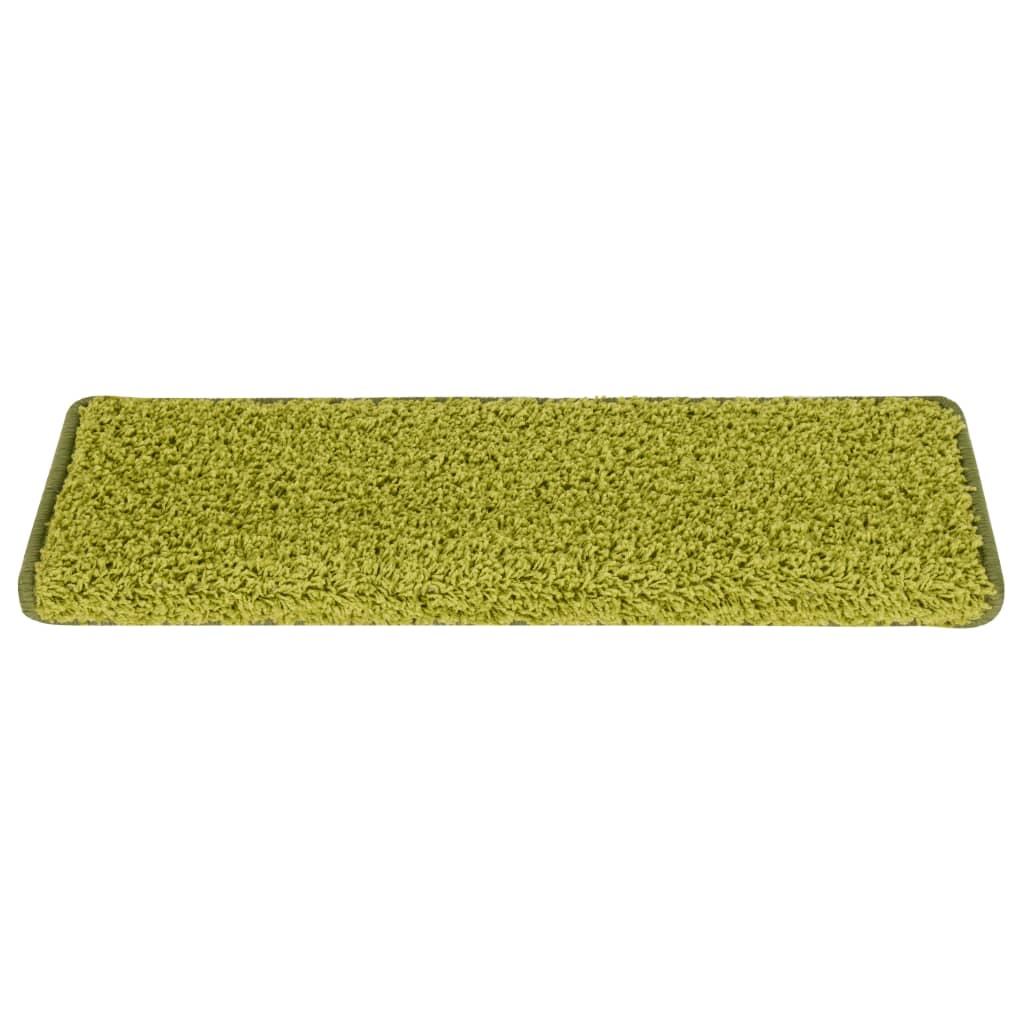 Tappetini per scale 15 pz 65x21x4 cm Verde Bordo rettangolare 326204