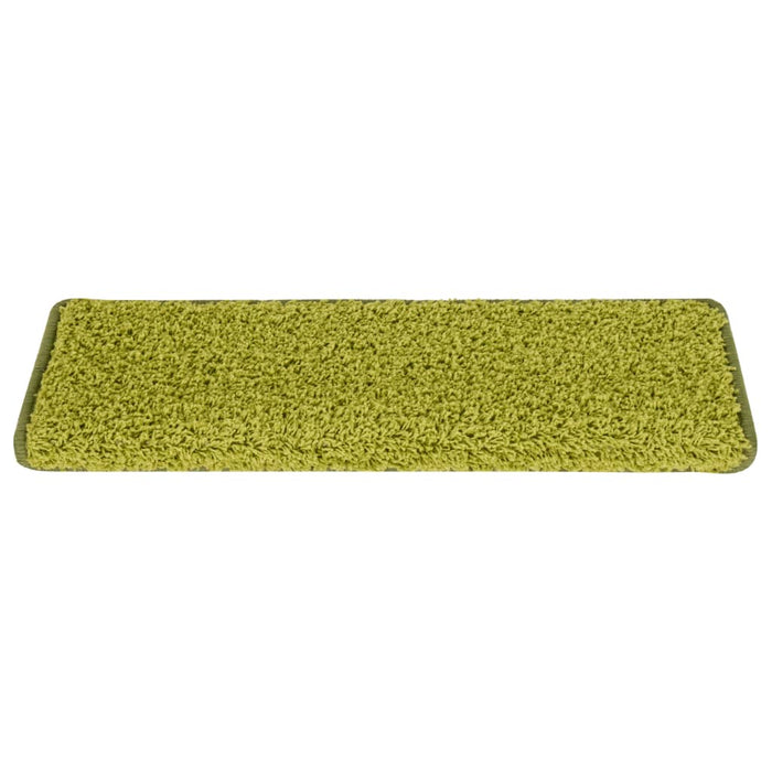 Tappetini per scale 15 pz 65x21x4 cm Verde Bordo rettangolare 326204