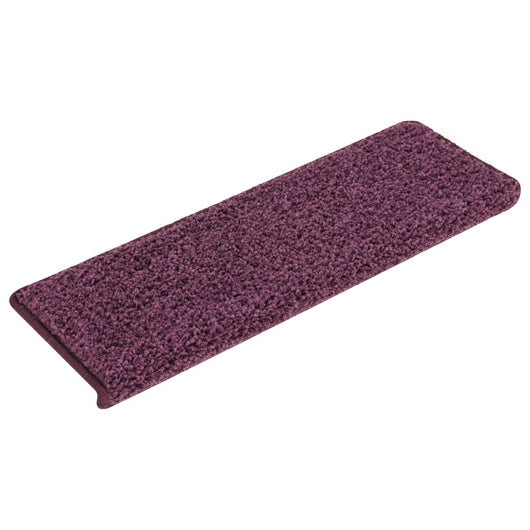 vidaXL Tappetini per scale 15 pz 65x21x4 cm Viola scuro con bordo rettangolare