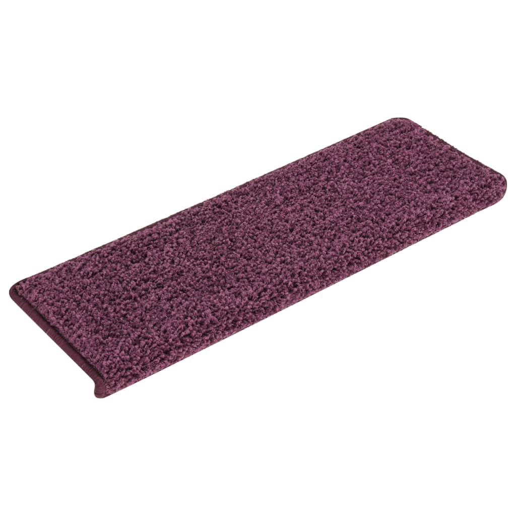 Tappetini per scale 15 pz 65x21x4 cm Viola scuro con bordo rettangolare 326205