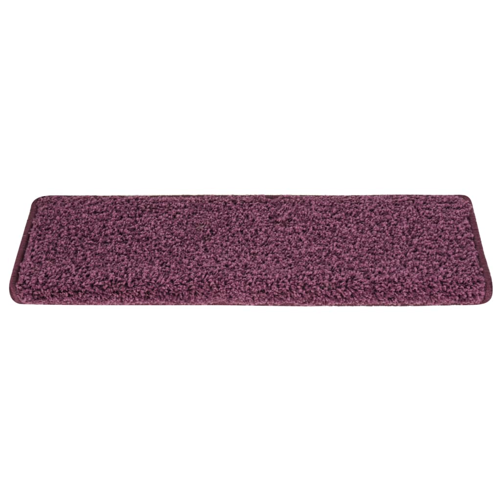 vidaXL Tappetini per scale 15 pz 65x21x4 cm Viola scuro con bordo rettangolare