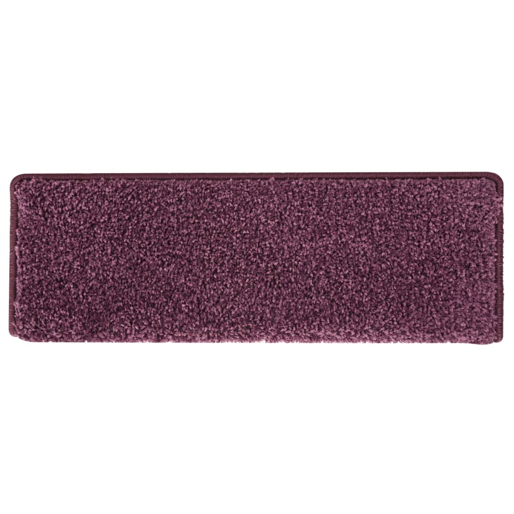 Tappetini per scale 15 pz 65x21x4 cm Viola scuro con bordo rettangolare 326205