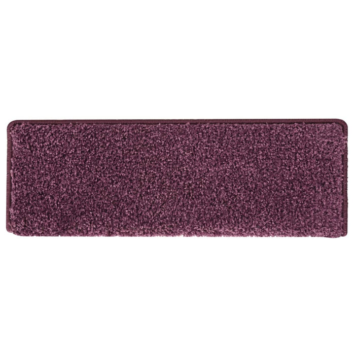 Tappetini per scale 15 pz 65x21x4 cm Viola scuro con bordo rettangolare 326205