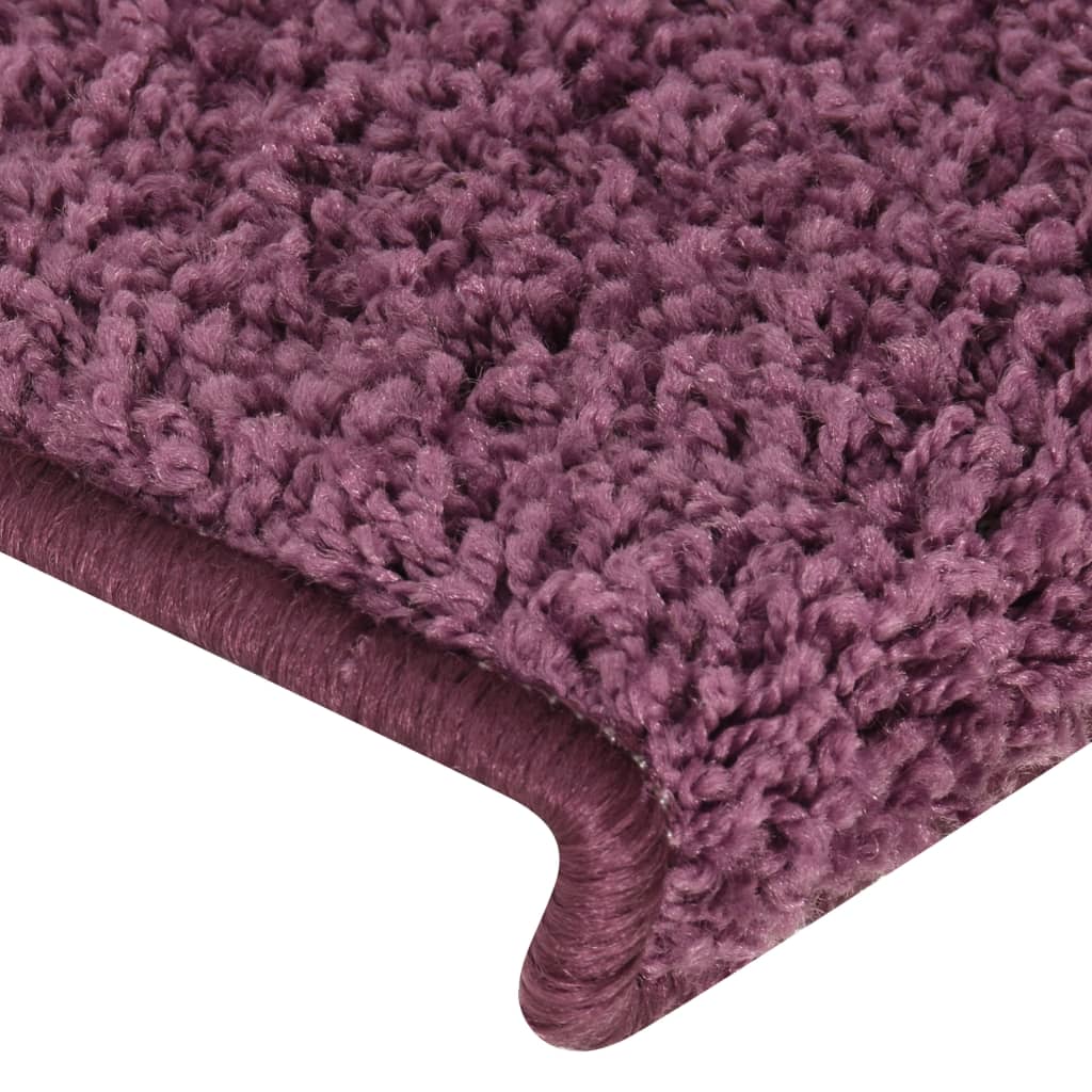 vidaXL Tappetini per scale 15 pz 65x21x4 cm Viola scuro con bordo rettangolare