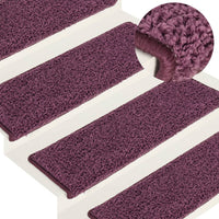 vidaXL Tappetini per scale 15 pz 65x21x4 cm Viola scuro con bordo rettangolare