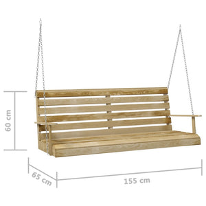 Dondolo da Giardino in Legno di Pino Impregnato 155x65x60 cm cod mxl 49492
