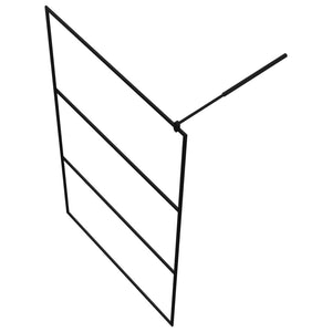 Parete Doccia Walk-in in Vetro Trasparente ESG Nera 115x195 cm 149151