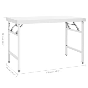 Tavolo da Lavoro Cucina Pieghevole 120x60x80 cm in Acciaio Inox 326158