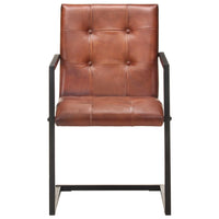 Sedie da Pranzo a Sbalzo 4 pz Marroni in Vera Pelle