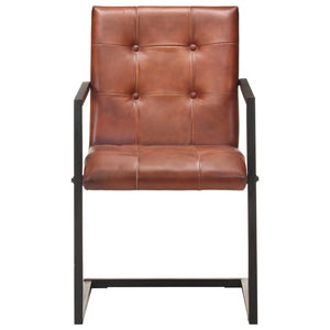 vidaXL Sedie da Pranzo a Sbalzo 6 pz Marroni in Vera Pelle