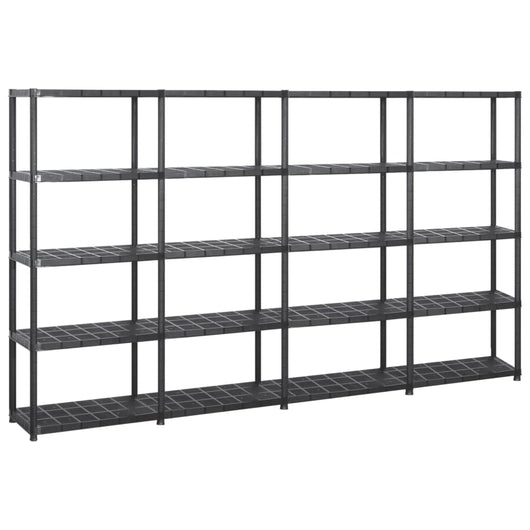 Scaffale portaoggetti libreria a 5 livelli 170 cm plastica nera 02_0000651
