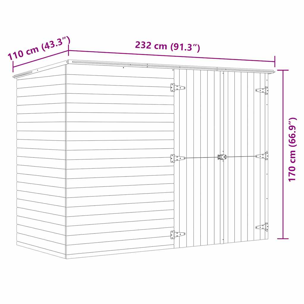 Capanno Giardino per Biciclette 232x110x170 cm Pino Impregnato cod mxl 52176