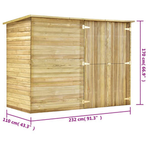 Deposito biciclette da giardino 232 x 110 x 170 cm Legno di pino impregnato marrone 02_0022433