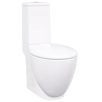 Vaso WC in Ceramica da Bagno Rotondo Base con Scarico Bianco 3059888
