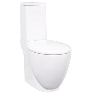 Vaso WC in Ceramica da Bagno Rotondo Base con Scarico Bianco 3059888
