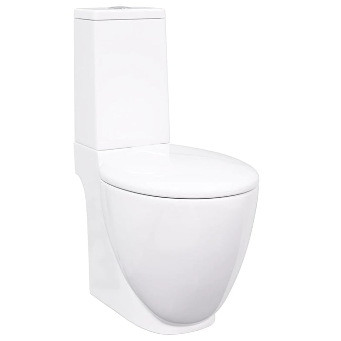 Vaso WC in Ceramica da Bagno Rotondo Base con Scarico Bianco 3059888