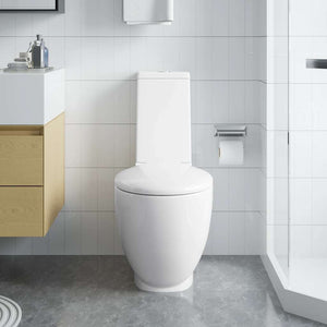 Vaso WC in Ceramica da Bagno Rotondo Base con Scarico Bianco 3059888