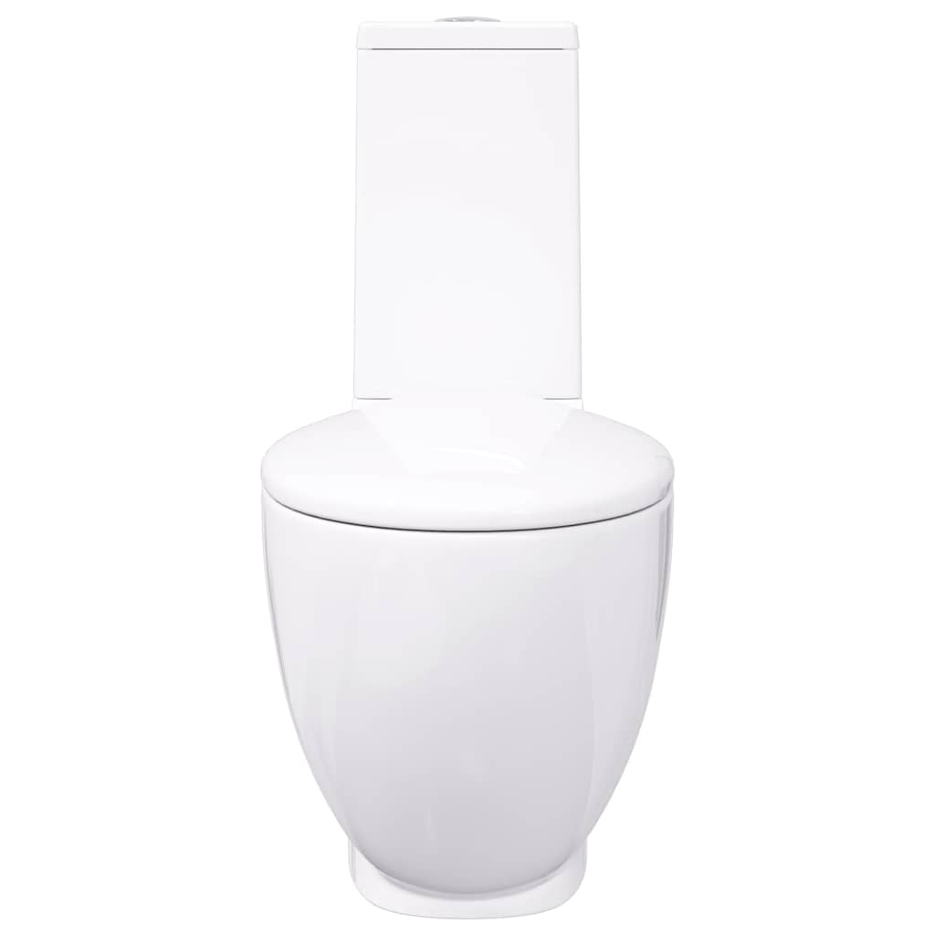Vaso WC in Ceramica da Bagno Rotondo Base con Scarico Bianco 3059888