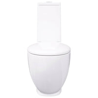Vaso WC in Ceramica da Bagno Rotondo Base con Scarico Bianco 3059888