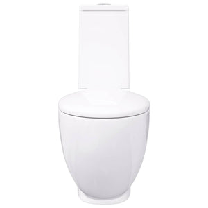 Vaso WC in Ceramica da Bagno Rotondo Base con Scarico Bianco 3059888