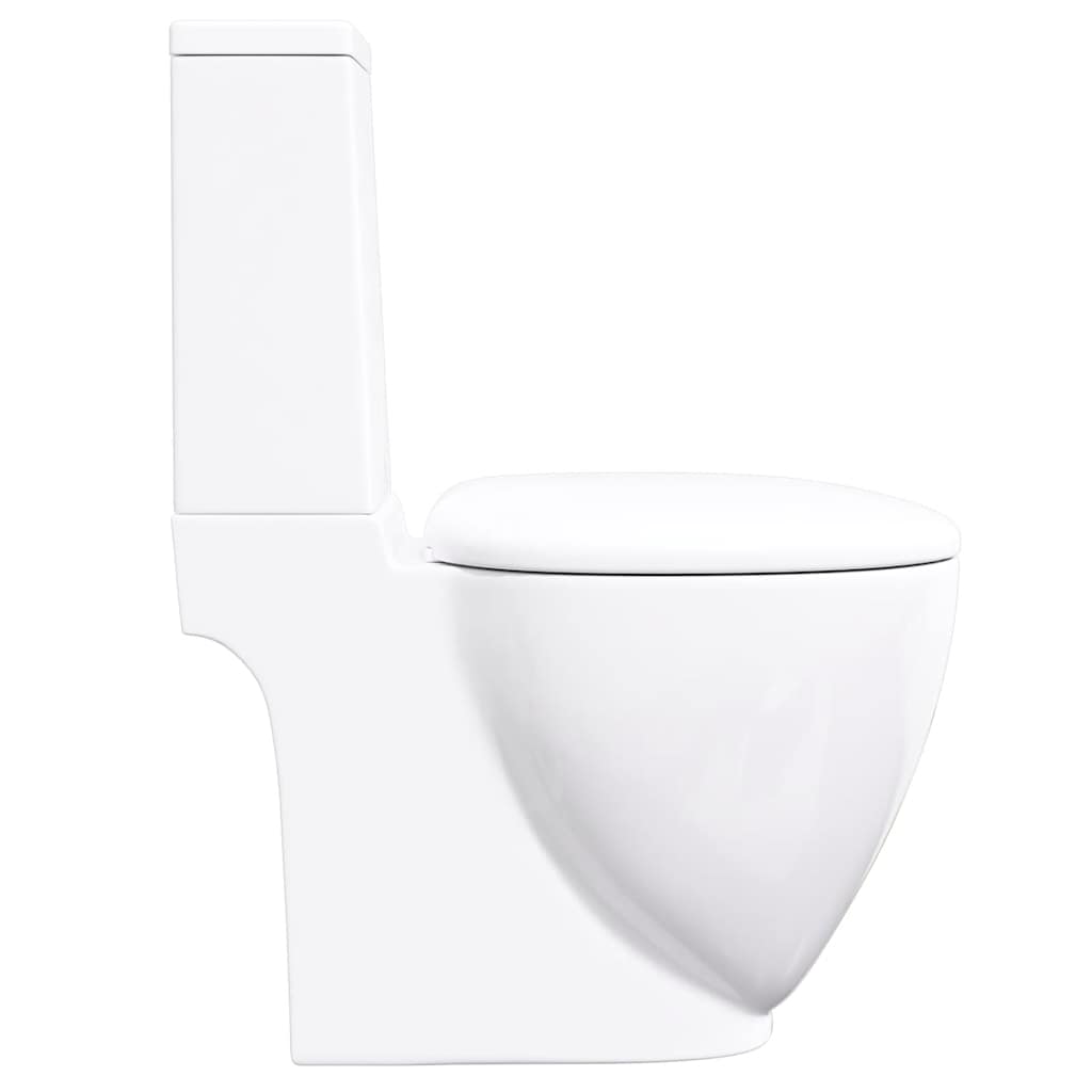 Vaso WC in Ceramica da Bagno Rotondo Base con Scarico Bianco 3059888