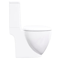 Vaso WC in Ceramica da Bagno Rotondo Base con Scarico Bianco 3059888