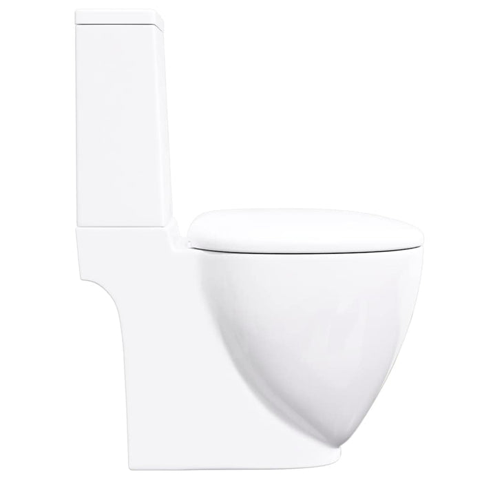 Vaso WC in Ceramica da Bagno Rotondo Base con Scarico Bianco 3059888