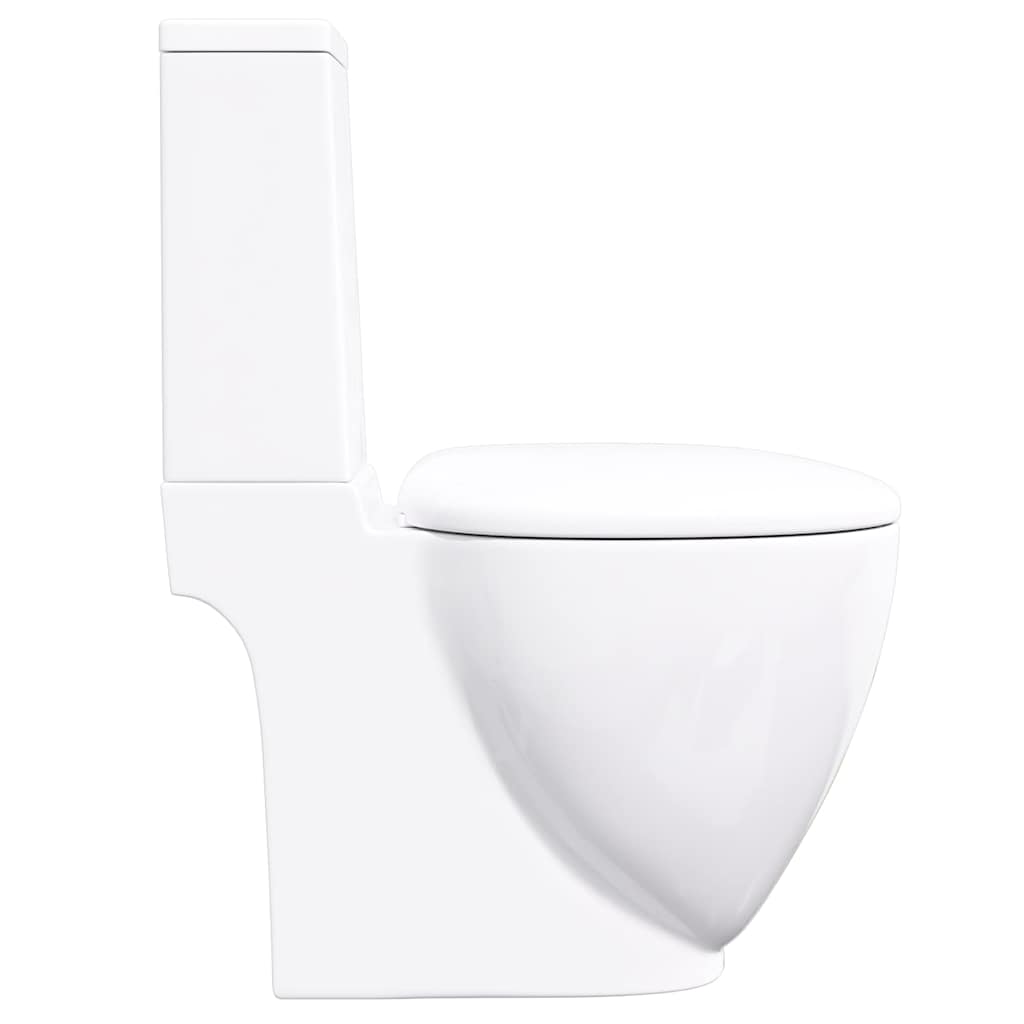 Vaso WC in Ceramica da Bagno Rotondo Base con Scarico Bianco 3059888