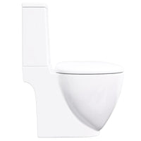 Vaso WC in Ceramica da Bagno Rotondo Base con Scarico Bianco 3059888