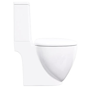 Vaso WC in Ceramica da Bagno Rotondo Base con Scarico Bianco 3059888