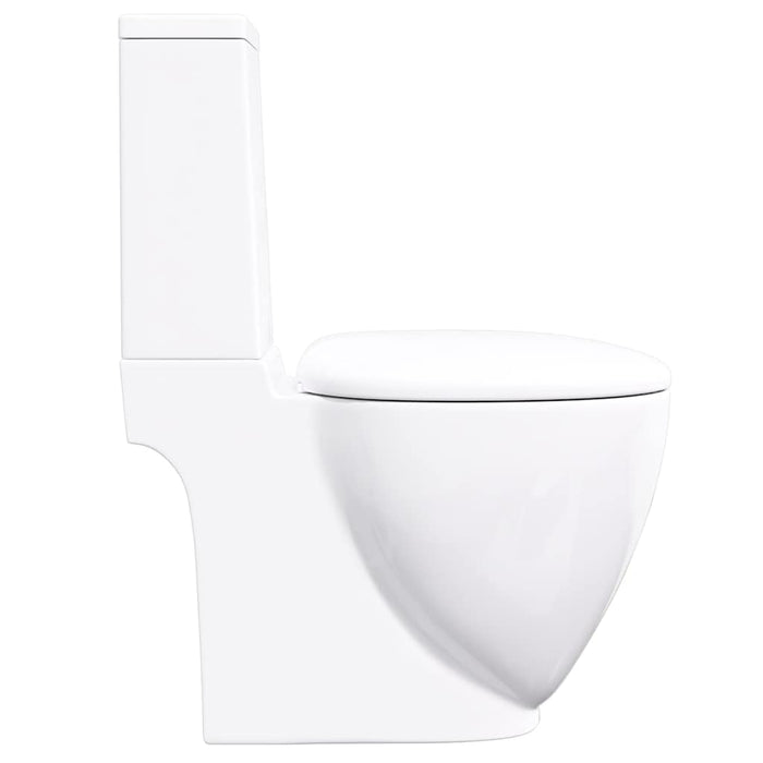 Vaso WC in Ceramica da Bagno Rotondo Base con Scarico Bianco 3059888