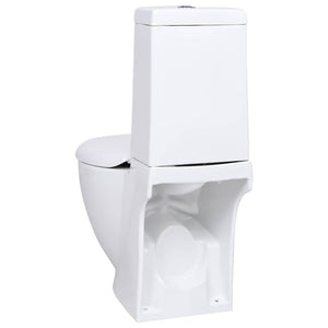 Vaso WC in Ceramica da Bagno Rotondo Base con Scarico Bianco 3059888