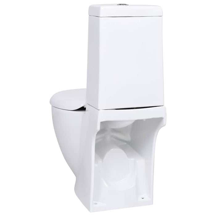 Vaso WC in Ceramica da Bagno Rotondo Base con Scarico Bianco 3059888