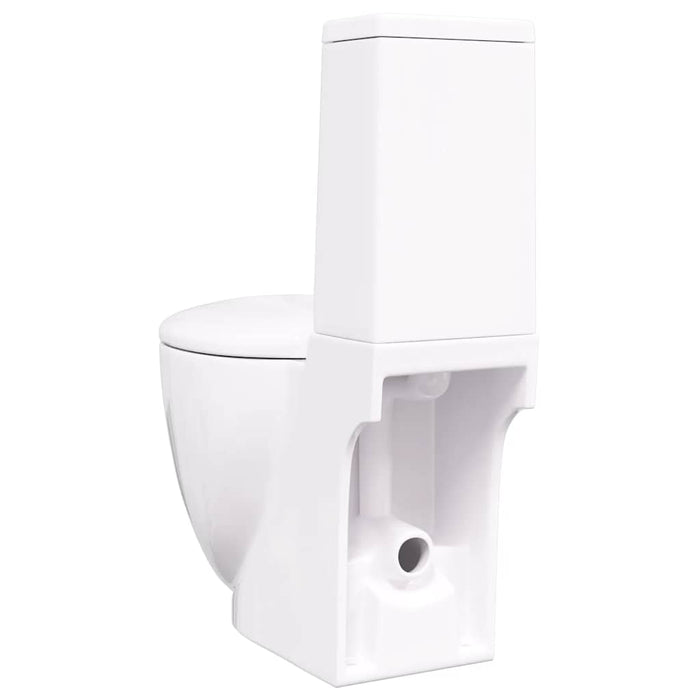 Vaso WC in Ceramica da Bagno Rotondo Base con Scarico Bianco 3059888