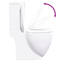 Vaso WC in Ceramica da Bagno Rotondo Base con Scarico Bianco 3059888