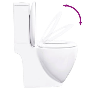 Vaso WC in Ceramica da Bagno Rotondo Base con Scarico Bianco 3059888