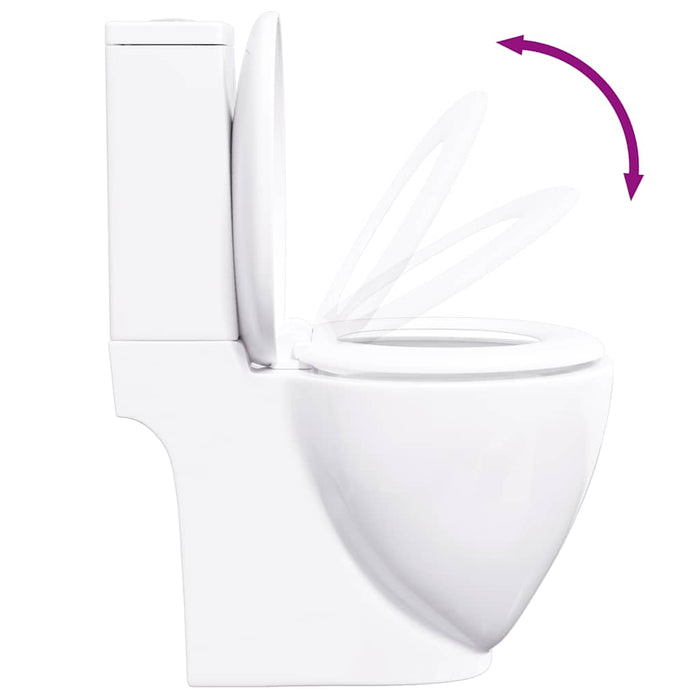 Vaso WC in Ceramica da Bagno Rotondo Base con Scarico Bianco 3059888