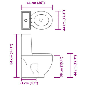 Vaso WC in Ceramica da Bagno Rotondo Base con Scarico Bianco 3059888