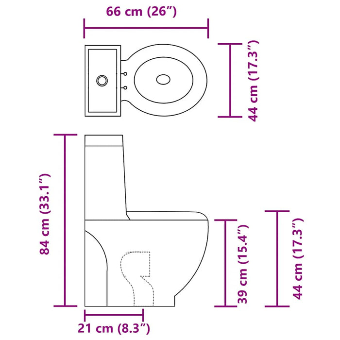 Vaso WC in Ceramica da Bagno Rotondo Base con Scarico Bianco 3059888