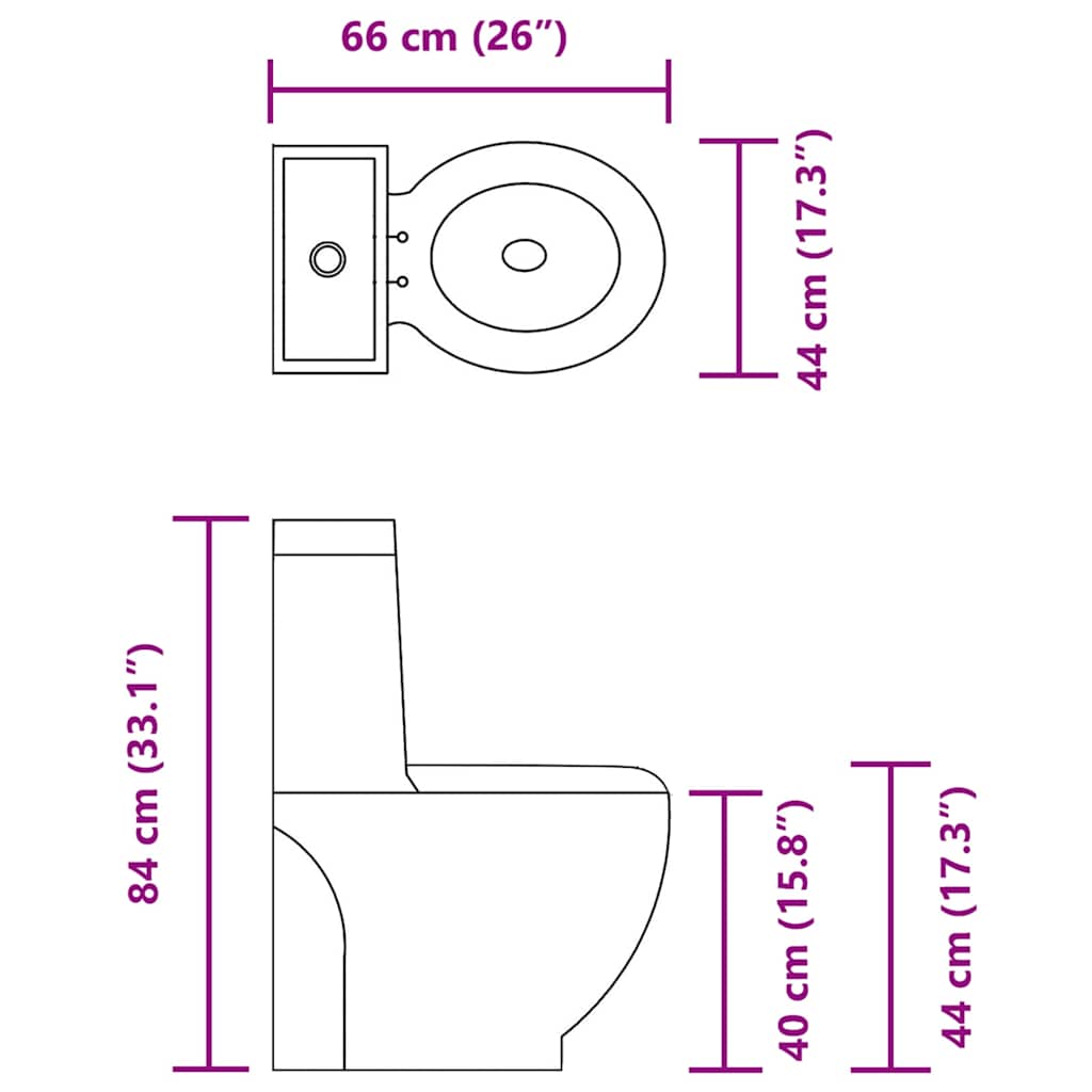 Vaso WC in Ceramica da Bagno Rotondo Base con Scarico Bianco 3059888