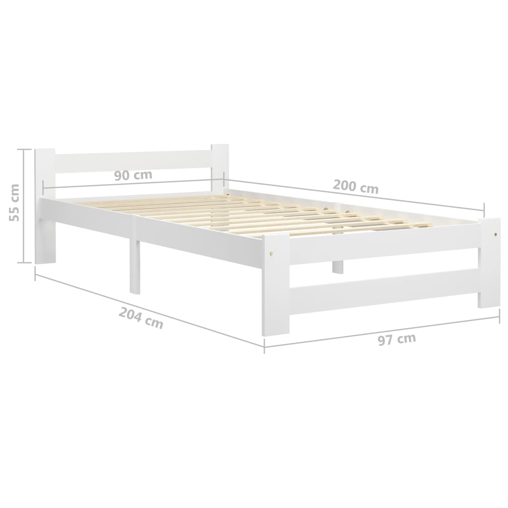 Giroletto senza Materasso-Struttura Letto Bianca Legno Pino 90x200 cm 289734