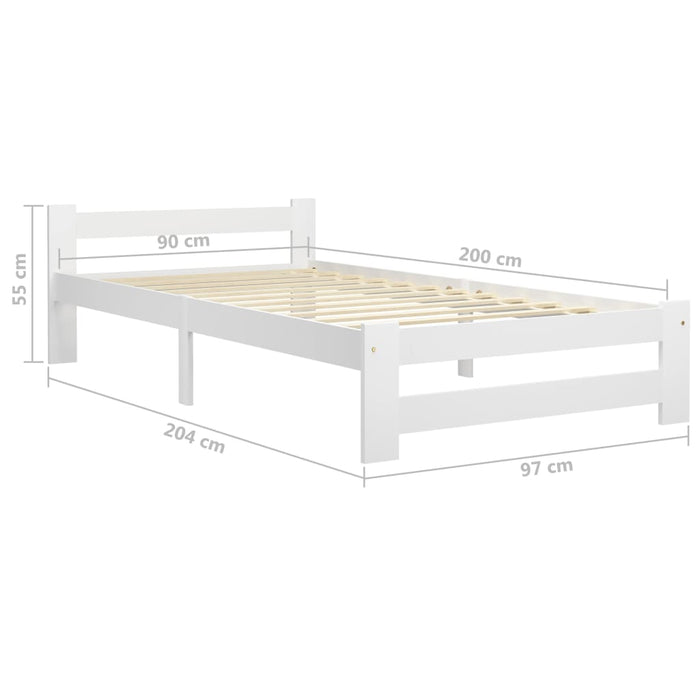 Giroletto senza Materasso-Struttura Letto Bianca Legno Pino 90x200 cm 289734