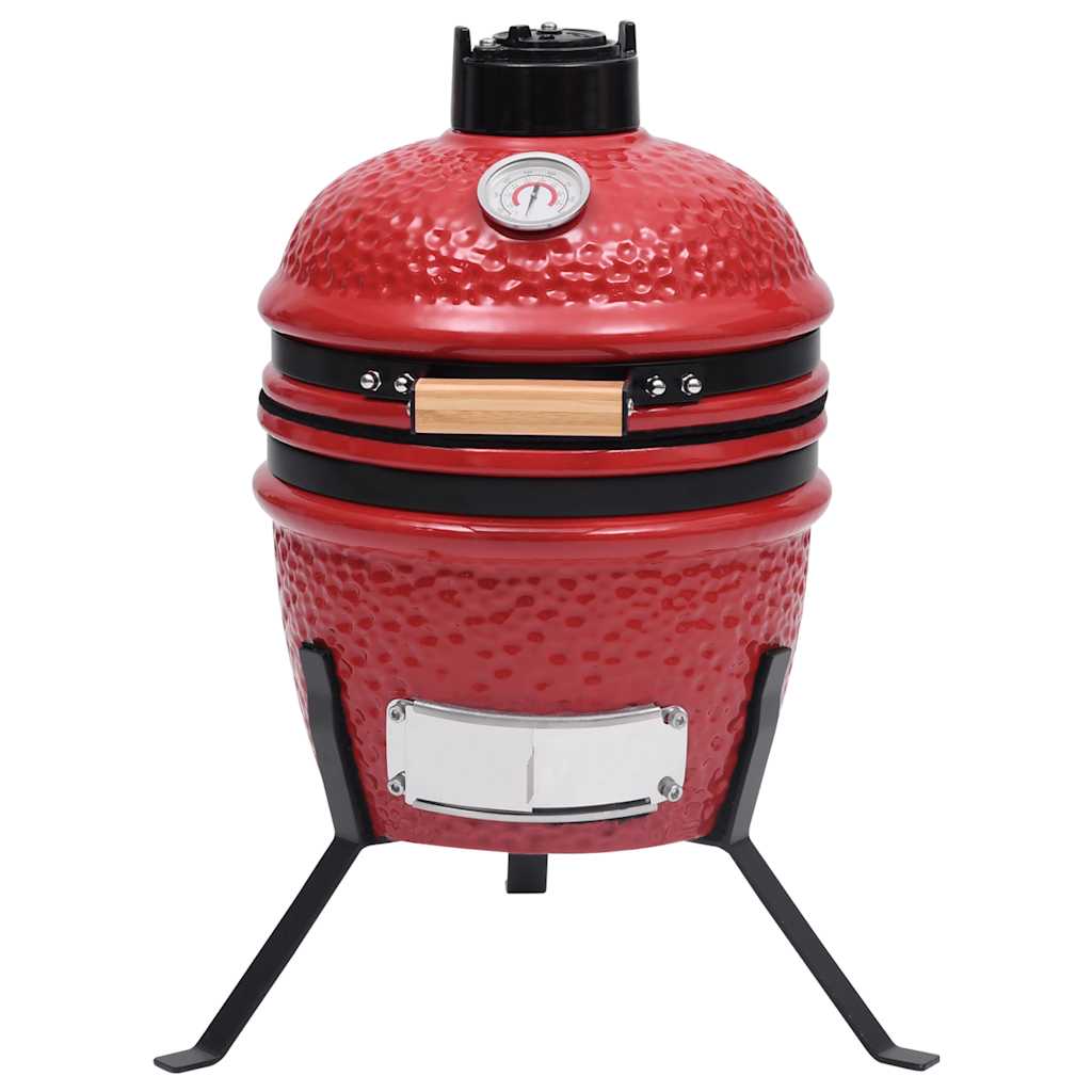 Barbecue Affumicatore 2 in 1 Kamado in Ceramica 56 cm Rosso cod mxl 54778