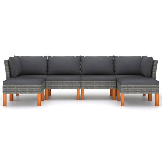 Mobili da giardino mobili da esterno Set di mobili da 6 pezzi con cuscini in resina intrecciata grigia 02_0016857