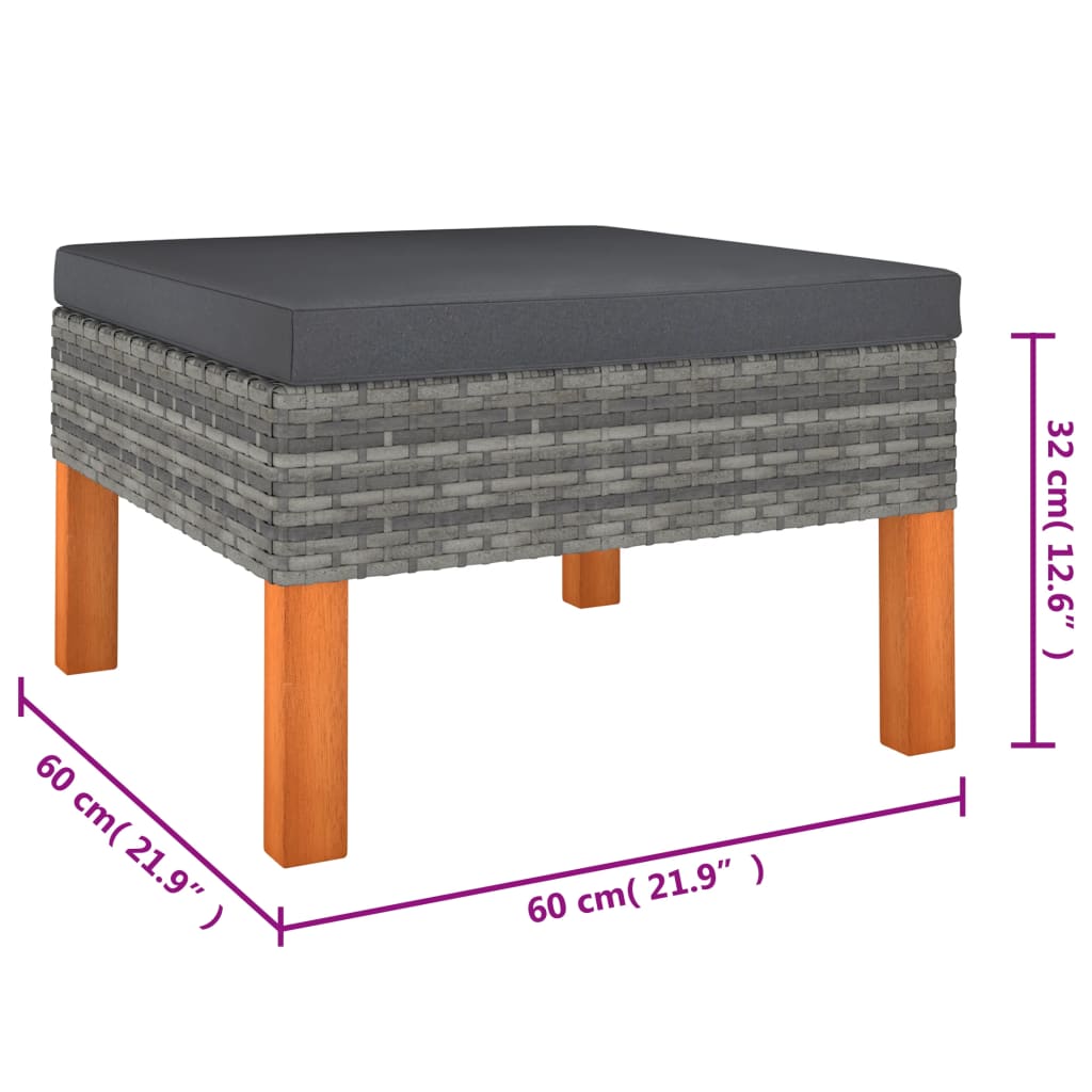 Set Divani da Giardino 6 pz con Cuscini in Polyrattan Grigio 3059714